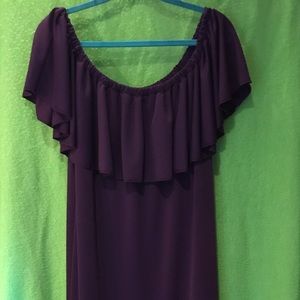 Eggplant LLR slinky shoulder dress